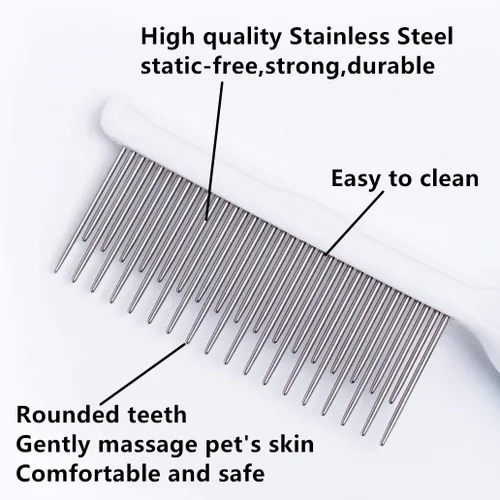 Miniatura 4 de Peine para mascotas, peine de dientes largos y cortos para perros y gatos, peine de pelo de mascotas para kit de aseo en el hogar, elimina nudos