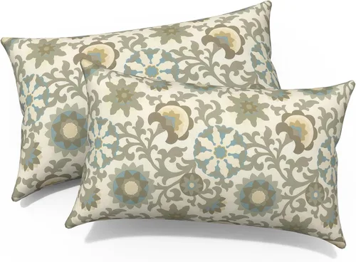 Miniatura 70 de Juego de 2 almohadas para exteriores de 16 x 16 pulgadas, repelentes al agua con interiores, para muebles de patio, hogar, jardín, geometría bohemia