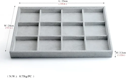 Miniatura 6 de Oirlv - Bandejas de terciopelo apilables para joyas organizador de joyas bandejas de almacenamiento