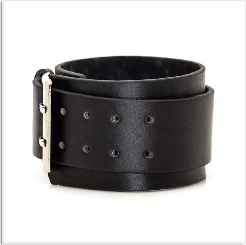 Miniatura 5 de Xusamss Pulsera de cuero ancha de la pulsera de la hebilla del cinturón de la aleación punk, 7"-8