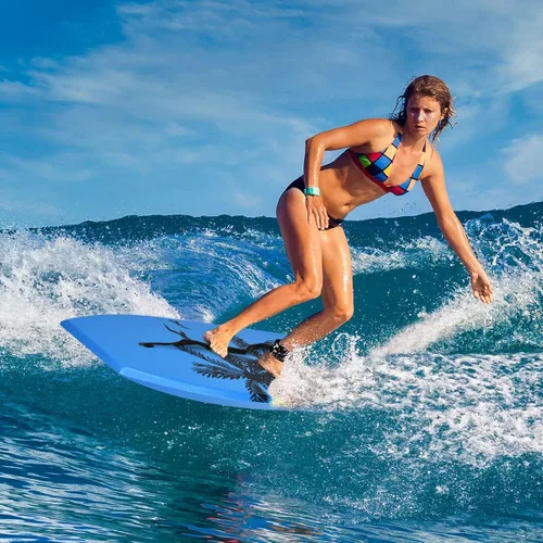 Miniatura 4 de GYMAX Tablas de Bodyboard para Playa, Tabla de Bodyboard de 33"/37"/41" con Núcleo de Espuma EPS, Cola en Media Luna, Doble Canal y Correa