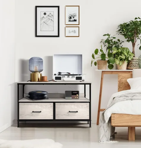 Miniatura 5 de Sorbus Mueble para TV con 2 cajones, baúl elevador de televisión con almacenamiento, muebles de dormitorio, sala de estar, armario y dormitorio Gris