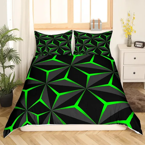 Miniatura 39 de Funda de edredón de panal para niños, hombres y niñas, juego de ropa de cama moderno con temática geométrica hexagonal, diseño de cuadrícula