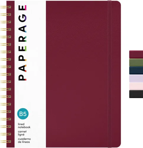 Miniatura 22 de PAPERAGE Cuaderno de espiral rayado, (azul marino, verde oliva, kraft), paquete de 3, 160 páginas, tamaño mediano de 5.5 x 8 pulgadas, papel grueso