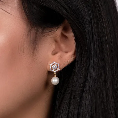 Miniatura 4 de 925 Sterling Silver Freshwater Real Pearl Drop Dangle Earrings Quality Pearl Hoop Earrings for Women
