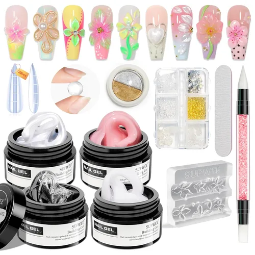 Miniatura 15 de Gel Constructor Sólido para Uñas - Gel de Arte de Uñas 3D Claro Transparente Antiadherente para Manos para Tallado, Moldeado, Patrones