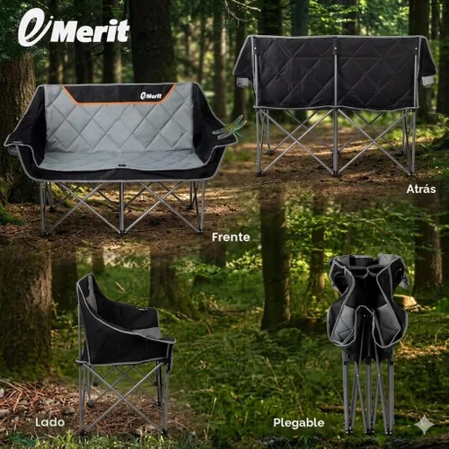 Miniatura 7 de EMERIT Silla de Camping de Tamaño Grande con Capacidad de 650 Libras - Sofá Biplaza Plegable de Servicio Pesado para Camping con Asiento Profundo