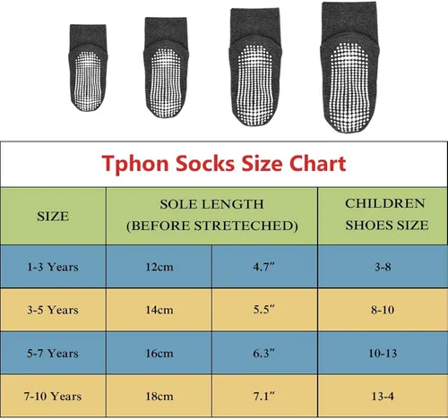 Miniatura 6 de Tphon Calcetines antideslizantes para niños pequeños, 12 pares de calcetines adhesivos antideslizantes para bebés de 1 a 10 años