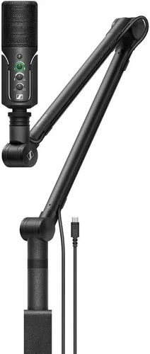 Juego de micrófono USB profesional de Sennheiser con brazo de boom, cable USB-C de 3 m y funda para micrófono