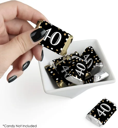 Miniatura 2 de Big Dot of Happiness Adulto 40 cumpleaños – Oro – Mini Candy Bar Wrapper Stickers – Fiesta de Cumpleaños Pequeños Favores – 40