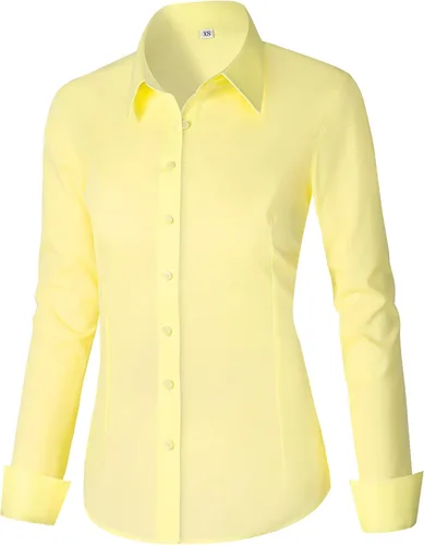 Miniatura 10 de CUNLIN - Camisas de manga larga con botones de algodón para mujer, ajustadas, camisas formales de vestir para el trabajo, blusas de trabajo, tops
