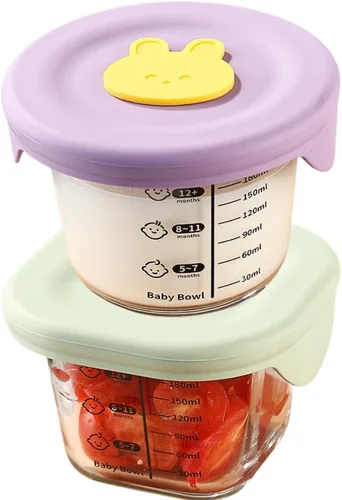 Miniatura 8 de Ivymei Paquete de 2 mini recipientes de vidrio con tapas, pequeños contadores de almacenamiento de alimentos de tulipán para porciones de alimentos