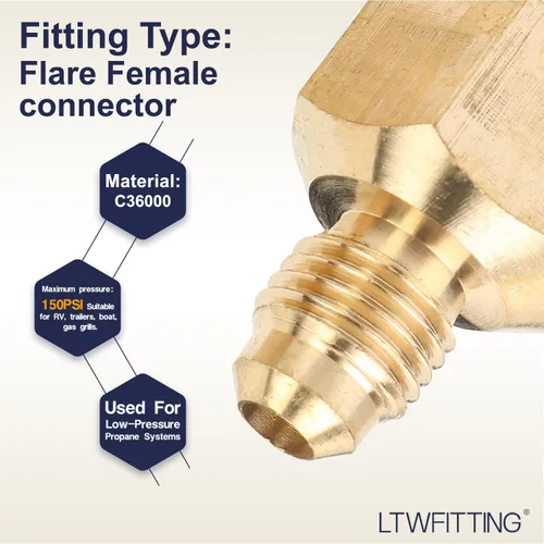 Miniatura 3 de LTWFITTING Latón Flare 1/4" OD x 3/8" Hembra NPT Conector (5 unidades)