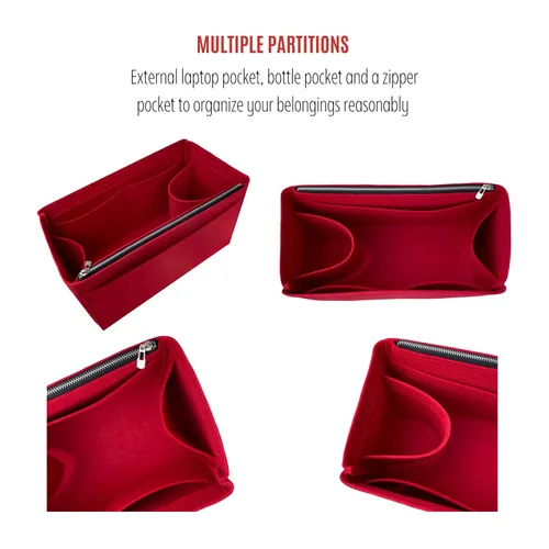 Miniatura 5 de Purse Organizer compatible with Telf** Bag, Large Organizer Medium Cup Holder, Handmade 2mm Premium Felt Insert with Silver Zipper, Snug Sturdy Fit