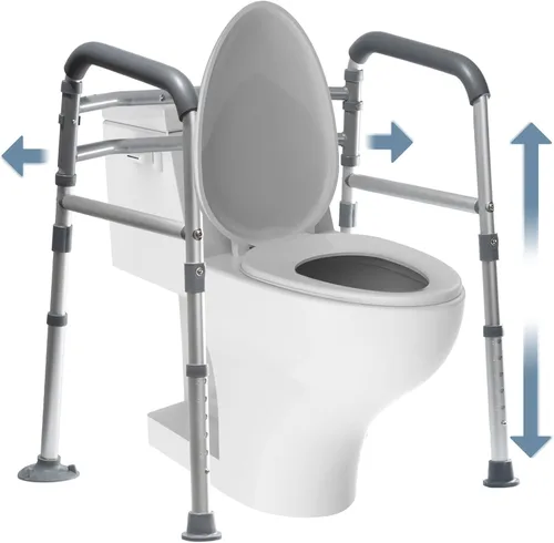 Miniatura 8 de Rieles de seguridad para inodoros, altura ajustable, plegable, montaje sin herramientas, para ancianos, personas mayores, discapacitados