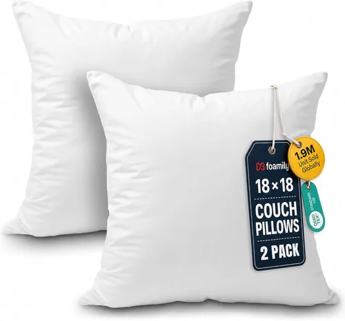 Miniatura 22 de Foamily Juego de 4 rellenos para almohada hipoalergénicas de primera calidad, con forma cuadrada de poliéster, estándar, blancos