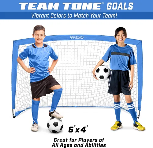 Miniatura 6 de GoSports - Arcos de fútbol portátiles para niños, 13 opciones de color, elige 4 x 3 pies o 6 x 4 pies, redes desplegables de tono