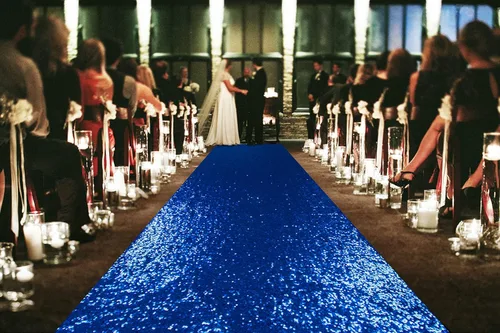 Miniatura 17 de ShiDianYi Camino de pasillo azul para boda, 15 x 2 pies, moderno, tela de malla con lentejuelas y purpurina azul bebé con lentejuelas