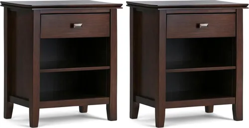 Miniatura 16 de SIMPLIHOME Mesita de noche artesanal de madera maciza de 24 pulgadas de ancho en marrón otoño, mesa auxiliar o auxiliar contemporánea con 1 cajón