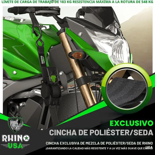 Miniatura 4 de Rhino USA Correas de trinquete retráctiles (paquete de 2) – 1 pulgada x 10 pies (1,209 libras de resistencia a la rotura) – Correas de amarre auto