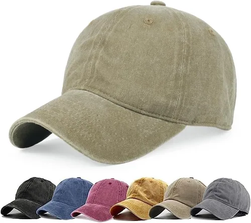 Miniatura 28 de HH HOFNEN Gorra de béisbol de algodón de sarga lavada y desgastada, vintage, ajustable, para hombre y mujer