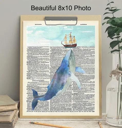 Miniatura 3 de Arte de Pared con Diccionario Náutico de Ballena - Foto de 8x10, Imagen - Océano, Mar, Playa, Decoración del Hogar, Decoración Shabby Chic - Regalo