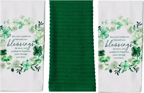 Miniatura 15 de Serafina Home Toallas de cocina de mano para invitados de baño irlandeses del día de San Patricio: suave y absorbente bordado, diseño de trébol