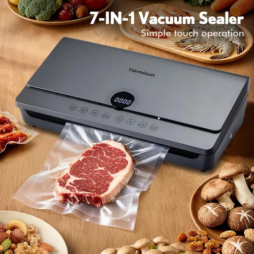 Miniatura 8 de Sellador al vacío para alimentos 90Kpa Potente máquina de sellado al vacío 7 en 1 modos con bolsa de almacenamiento de frescura Potente