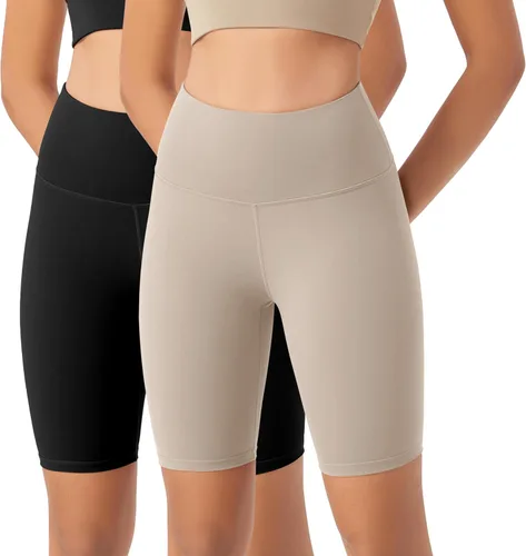 ODODOS ODLEX - Paquete de 2 pantalones cortos de entrenamiento de cintura alta para mujer, control de abdomen, entrenamiento, gimnasio, atletismo,