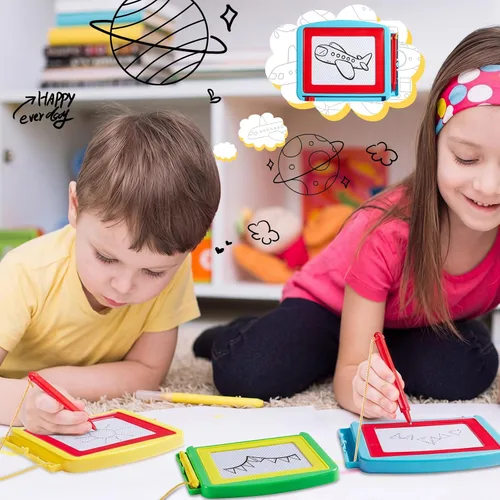 Miniatura 6 de Tinlade Paquete de 12 mini tableros magnéticos de dibujo para niños, pequeño boceto borrable, bloc de escritura, juguete de pintura a granel, regalo