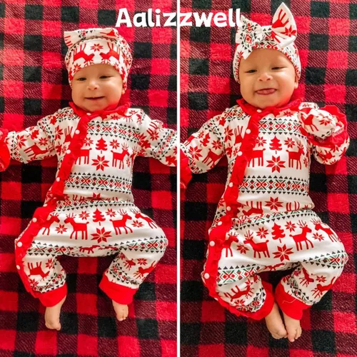 Miniatura 3 de Aalizzwell Newborn Baby Girls Christmas Romper