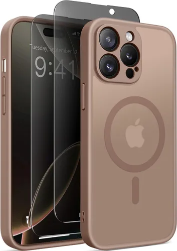Miniatura 40 de GolbinBox Funda magnética para iPhone 15 Pro, compatible con MagSafe, protección completa de la cámara, protector de pantalla de privacidad