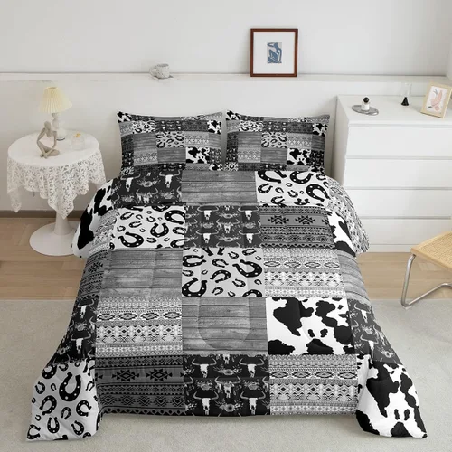 Miniatura 12 de Homewish Juego de edredón de vaquera occidental, tamaño individual, juego de ropa de cama de dibujo de cactus del desierto de caballo salvaje