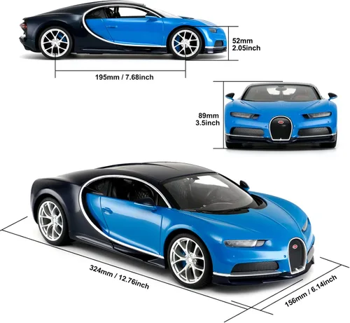 Miniatura 4 de RASTAR RC Bugatti Chiron Coche De Control Remoto, 1/14 Bugatti Chiron RC Car - Azul