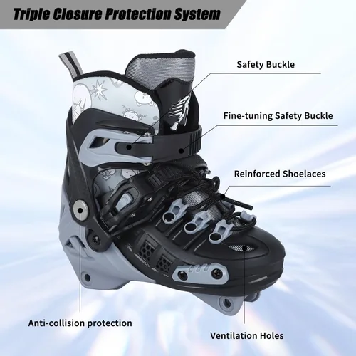 Miniatura 4 de Patines en línea, 3 ruedas de 3.937 in 4 tamaños ajustables en línea patines de velocidad para niños, niñas, adolescentes – Patines profesionales