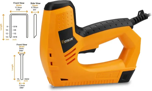 Miniatura 3 de Hoteche Clavadora/grapadora eléctrica Brad - Pistola de grapas eléctrica 2 en 1 y pistola de clavos para carpintería y tapicería - Incluye 100