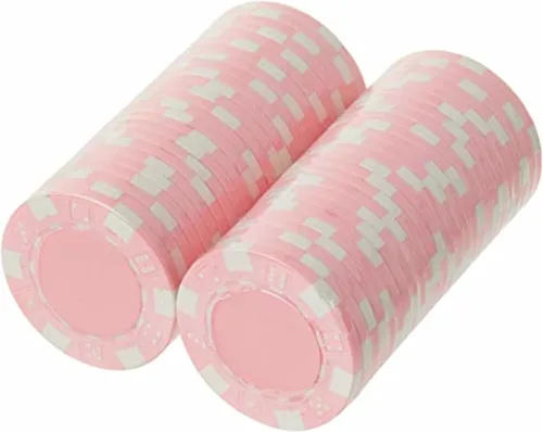 Miniatura 4 de Brybelly 50 fichas de póquer de cerámica compuesta, rayas, 2.5 onzas Rosa