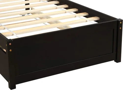 Miniatura 6 de Harper & Bright Designs Cama individual con cama nido, cama individual de plataforma de madera con cabecera y base de colchón estribo, fuerte