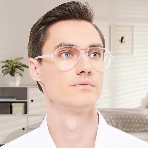 Miniatura 2 de Paquete de 4 lentes de bloqueo de luz azul aviador para mujeres y hombres, anteojos transparentes para computadora vintage de los años 70, anteojos