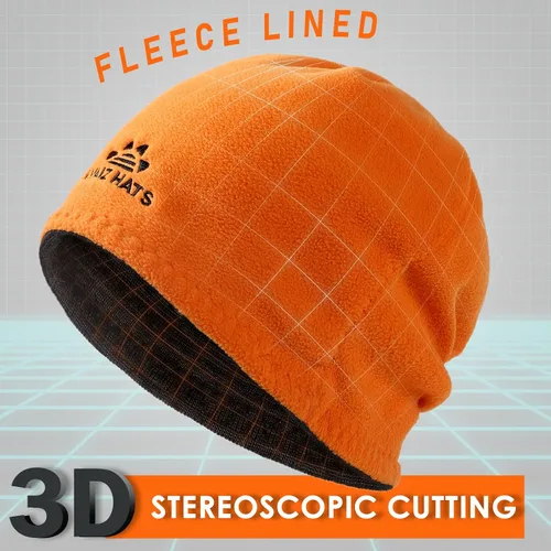 Miniatura 2 de Lvaiz - Gorro de punto con forro polar de invierno para hombre, reversible, resistente al viento, gorro cálido de calavera para mujer