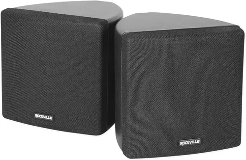 Rockville Par de altavoces de pared de cine en casa de 8,9 cm, color negro, 30W RMS, 8 ohmios, parrillas giratorias de 360 grados, audio de 2 vías,