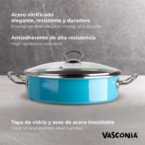 Miniatura 5 de Vasconia Elegance - Cacerola de 5 cuartos con tapa de vidrio (verde azulado) apta para lavavajillas, parrilla y horno hasta 480 ℉