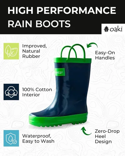 Miniatura 2 de OAKI Botas de lluvia de goma impermeables para niños con asas fáciles de poner