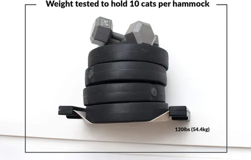 Miniatura 9 de CatastrophiCreations Hamaca para gatos montada en la pared para subir y jugar muebles estante de árbol para gatos Onyx Bambú/Lona Natural