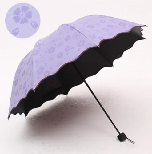 Miniatura 2 de zmgmsmh Sombrillas plegables compactas de viaje sombrilla para sol y lluvia con material de floración Met Water Blomssom