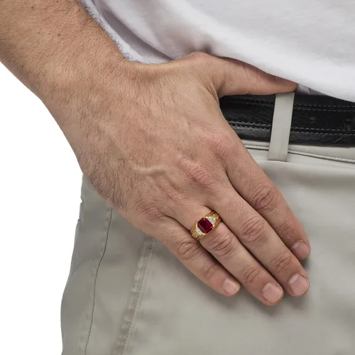 Miniatura 3 de PalmBeach - Anillo para hombre, chapado en oro amarillo, talla 8 a 13