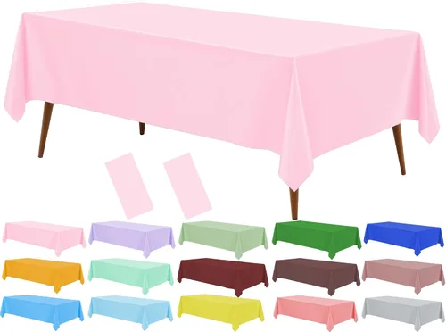Miniatura 26 de Mantel de plástico crema, paquete de 2 manteles desechables color blanco hueso, mantel de 54 x 108 pulgadas para mesa rectangular, manteles