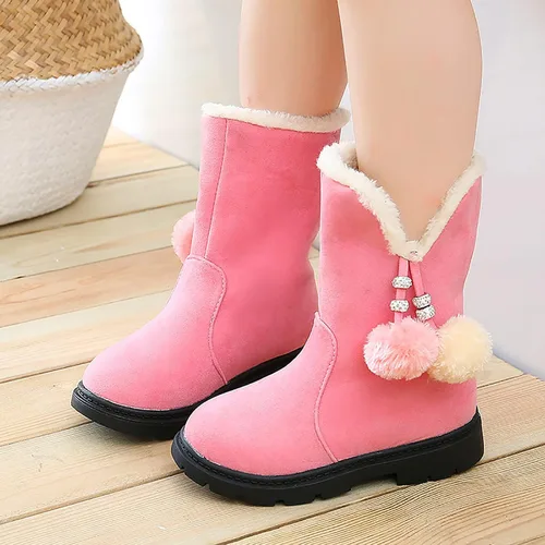 Miniatura 4 de Toddler Kids Snow Boots Booties Baby Girls Princess Shoes Non-Slip Girl's Fleece Lining Footwear Winter Warm Prewalker