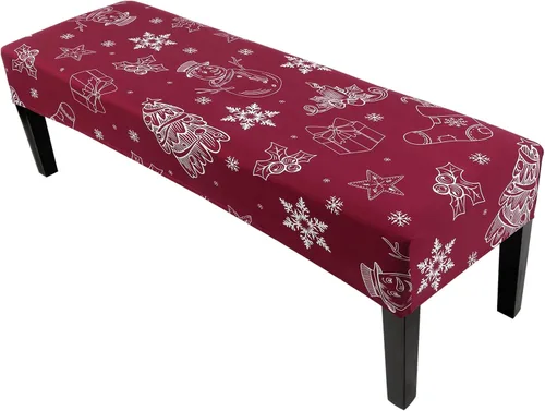 Miniatura 30 de SearchI Funda de banco de comedor, fundas de asiento de banco largas elásticas lavables, funda rectangular para banco de mesa de comedor, para Beige