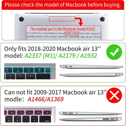 Miniatura 7 de Funda protectora de plástico rígida de plástico con funda para teclado compatible con MacBook Air de 13 pulgadas 2020, 2019, 2018, A2179, M1, A2337